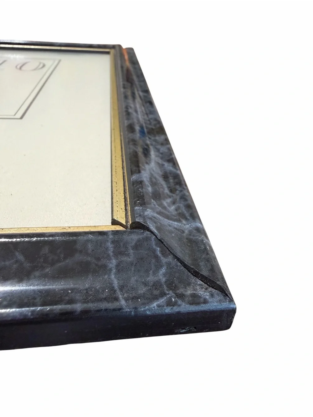 NATIONAL 8x10 Black Marble Look Picture Frame with Gold Accent Preowned